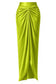 Women’s Satin Draped Pleated Lime Green Skirt