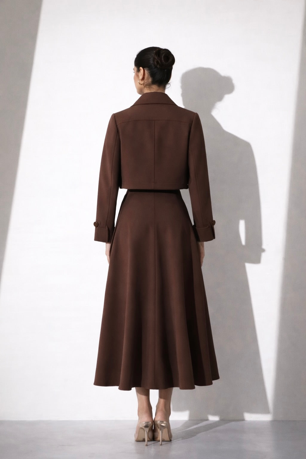Brown Structured Midi Dress