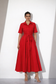 Red Cotton Shirt Dress