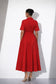 Red Cotton Shirt Dress