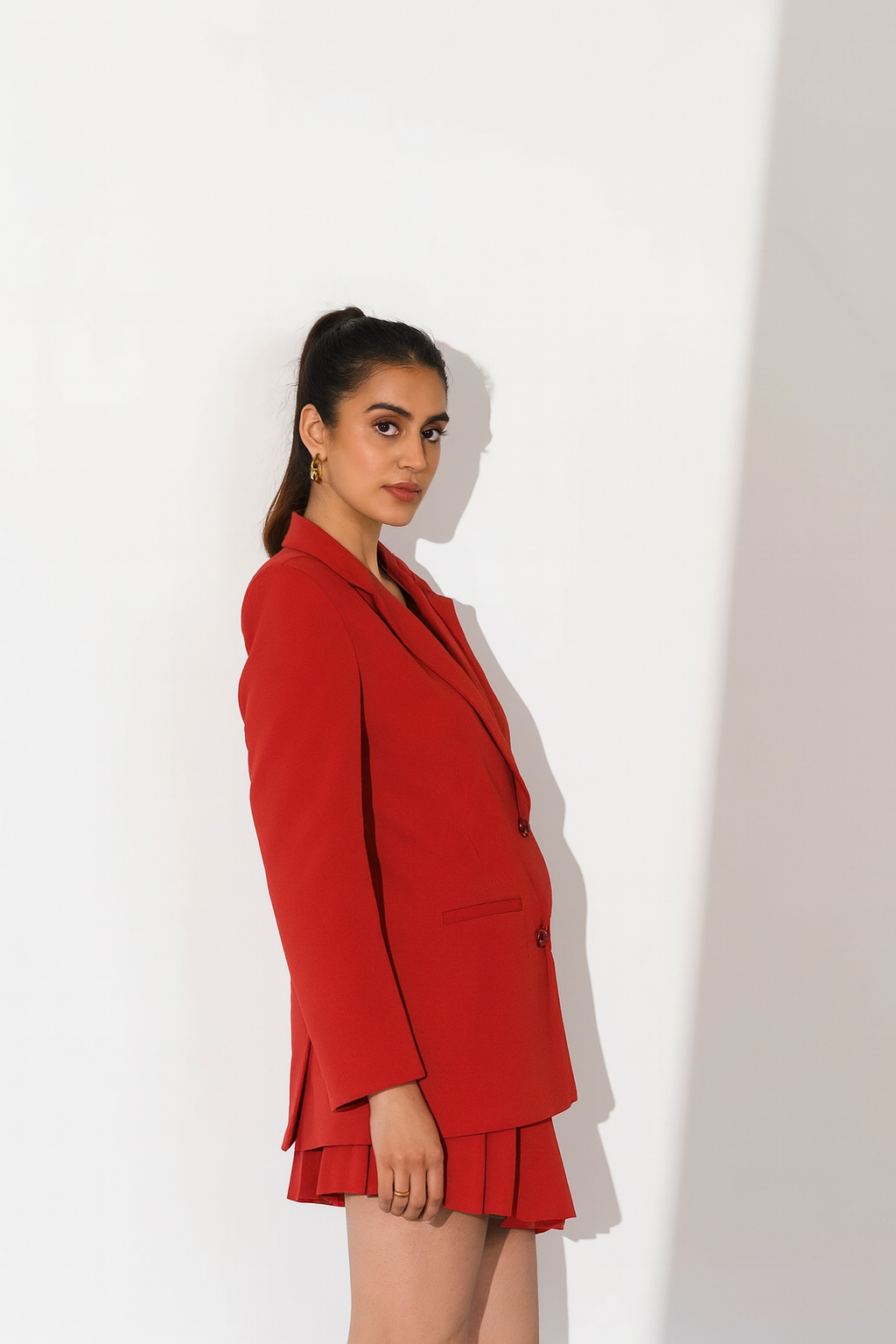 EFFORTLESS RED BLAZER SET
