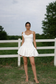 White Cotton Ruffle Mini Dress