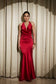 Crimson Curve Evening Gown