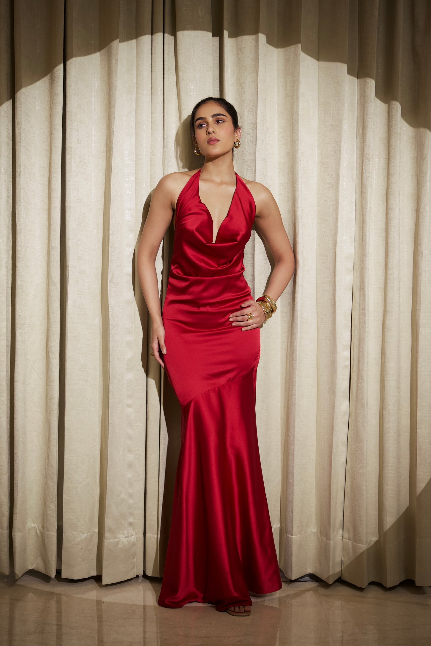 Crimson Curve Evening Gown