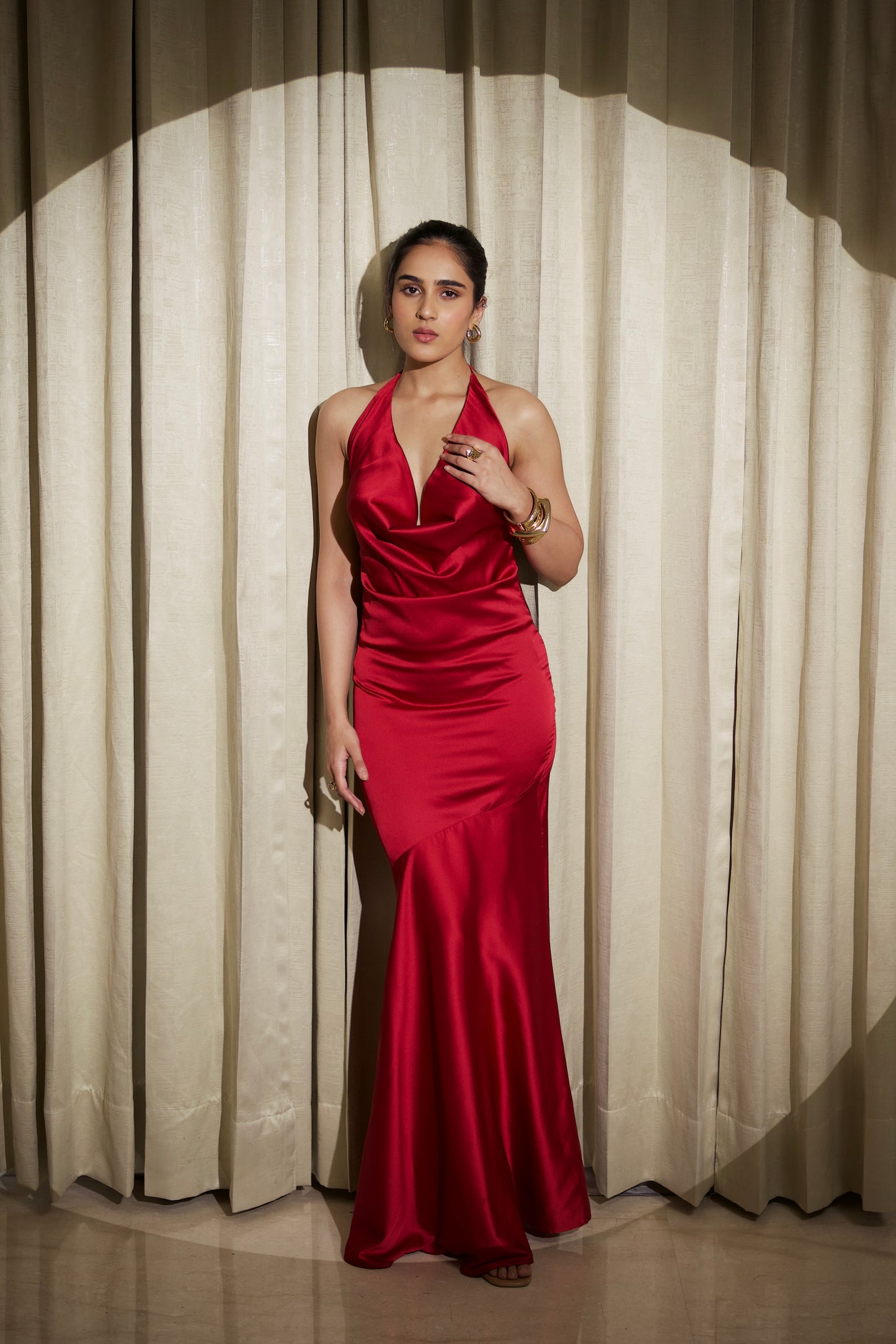 Crimson Curve Evening Gown