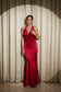 Crimson Curve Evening Gown