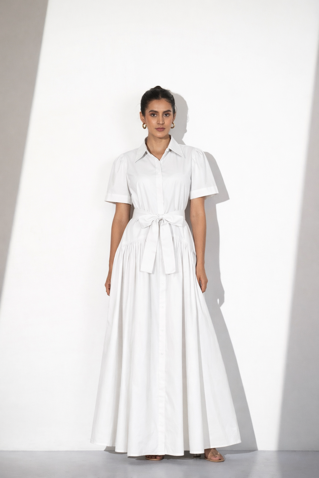 White Cotton Shirt Dress