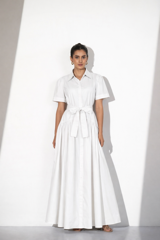 White Cotton Shirt Dress
