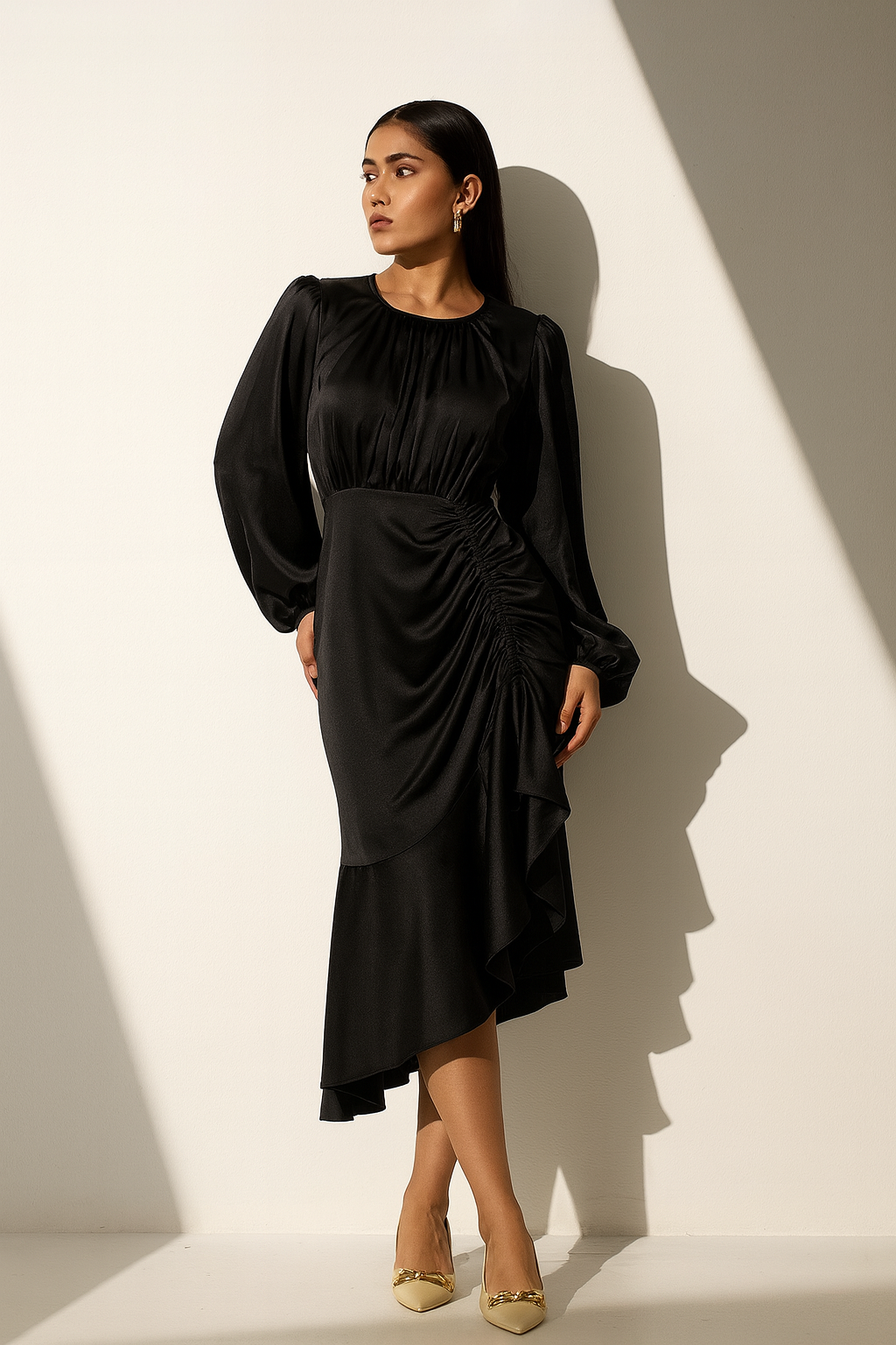 FOREVER LOVE - Black satin dress