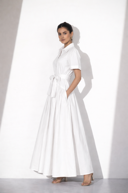 White Cotton Shirt Dress