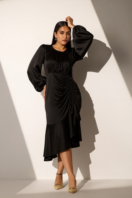 FOREVER LOVE - Black satin dress
