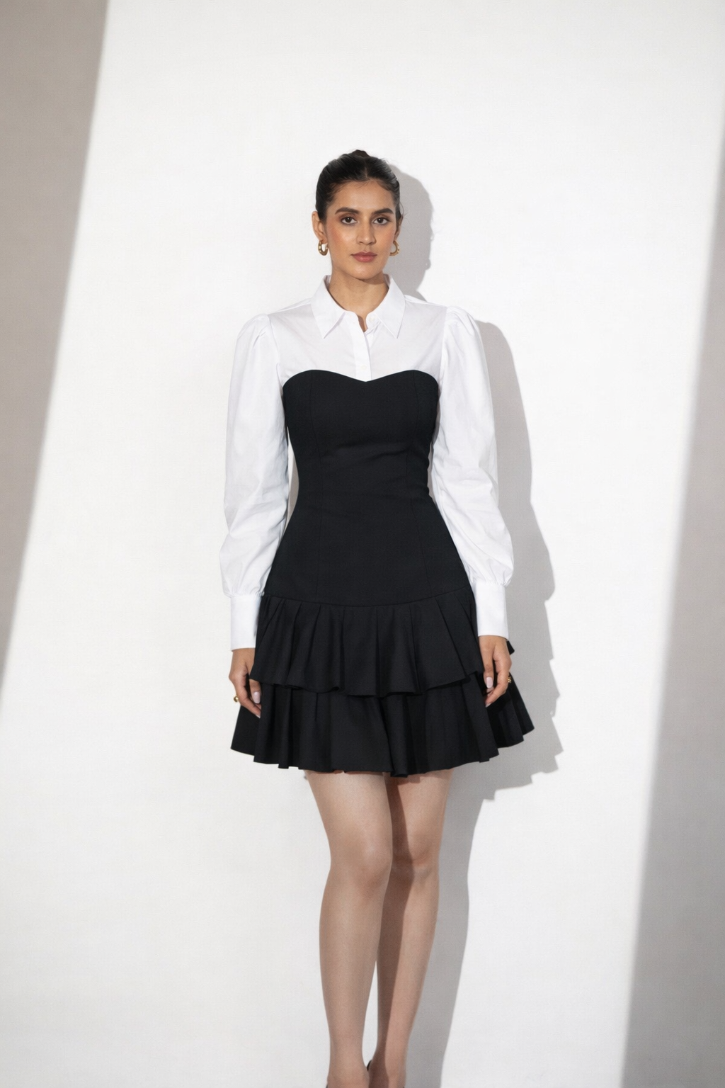Black & White Corset Shirt Mini Dress – MYCLO