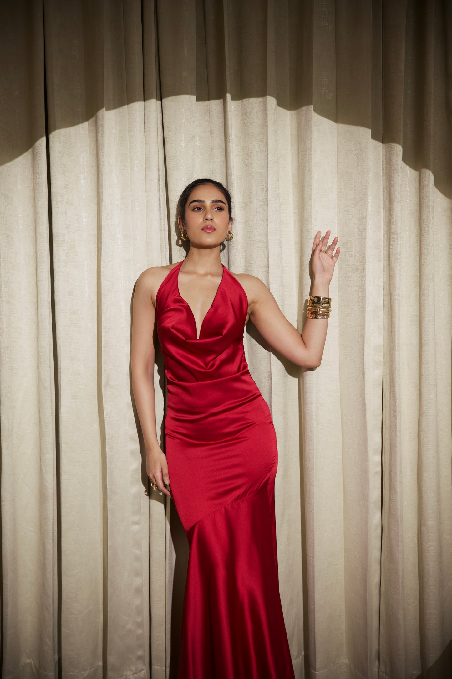 Crimson Curve Evening Gown