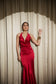 Crimson Curve Evening Gown
