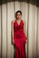 Crimson Curve Evening Gown
