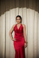 Crimson Curve Evening Gown