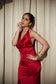 Crimson Curve Evening Gown