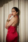 Crimson Curve Evening Gown