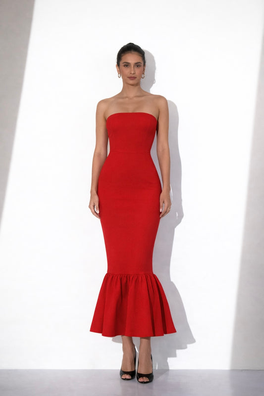 Red Strapless Mermaid Dress