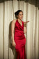 Crimson Curve Evening Gown