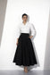 White Cotton Shirt & Black Crepe Skirt Set