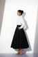 White Cotton Shirt & Black Crepe Skirt Set