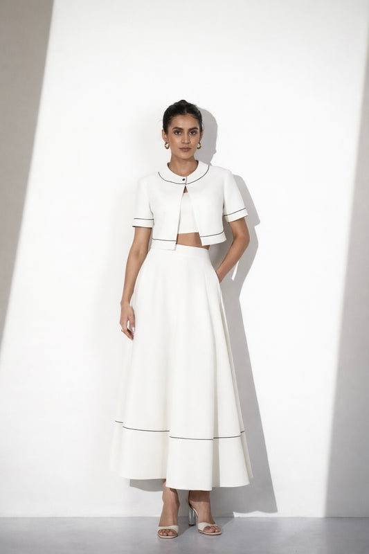 White Layered Skirt Co-ord Set