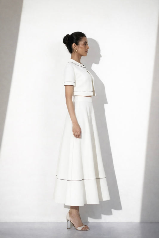 White Layered Skirt Co-ord Set