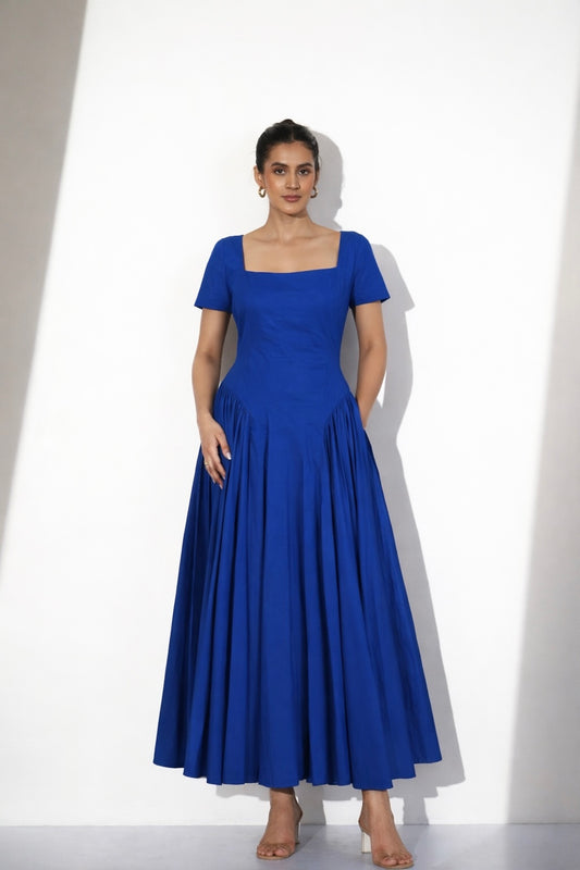 Royal Blue Cotton Maxi Dress