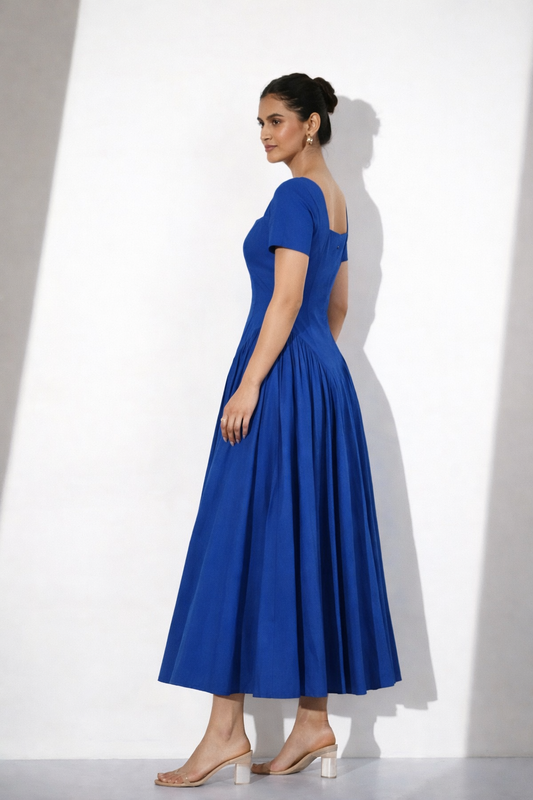 Royal Blue Cotton Maxi Dress