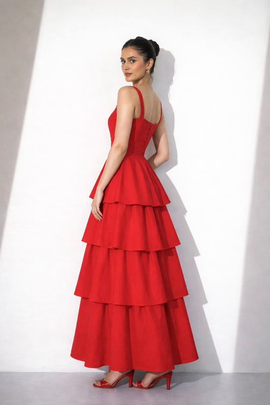 Red Tiered Maxi Dress