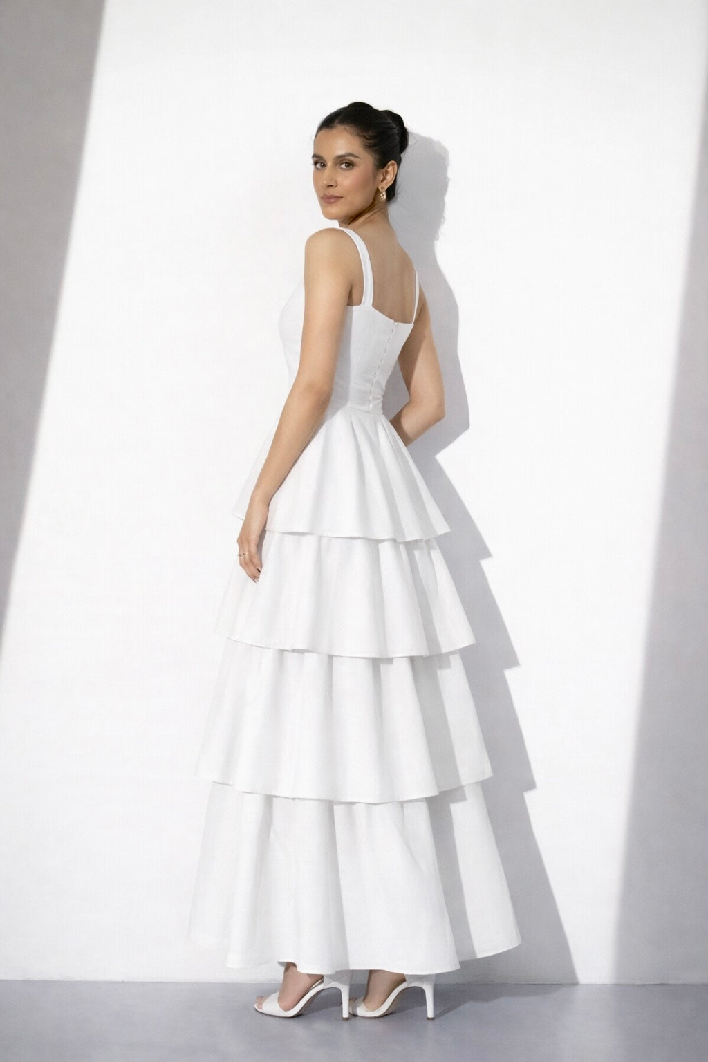 White Tiered Maxi Dress