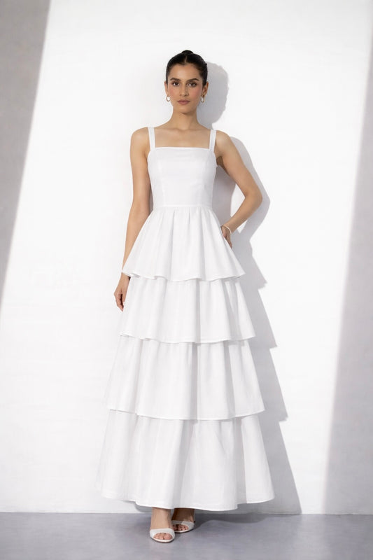 White Tiered Maxi Dress