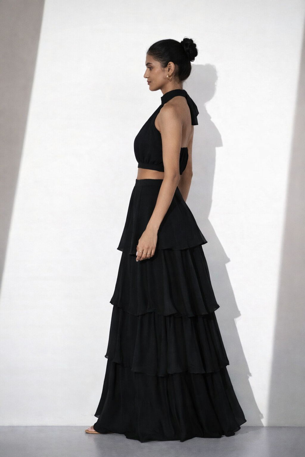 Black Tiered Skirt Co-ord Set