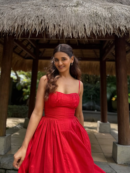 ALICE – Our Most Elegant Red Colour midi sundress