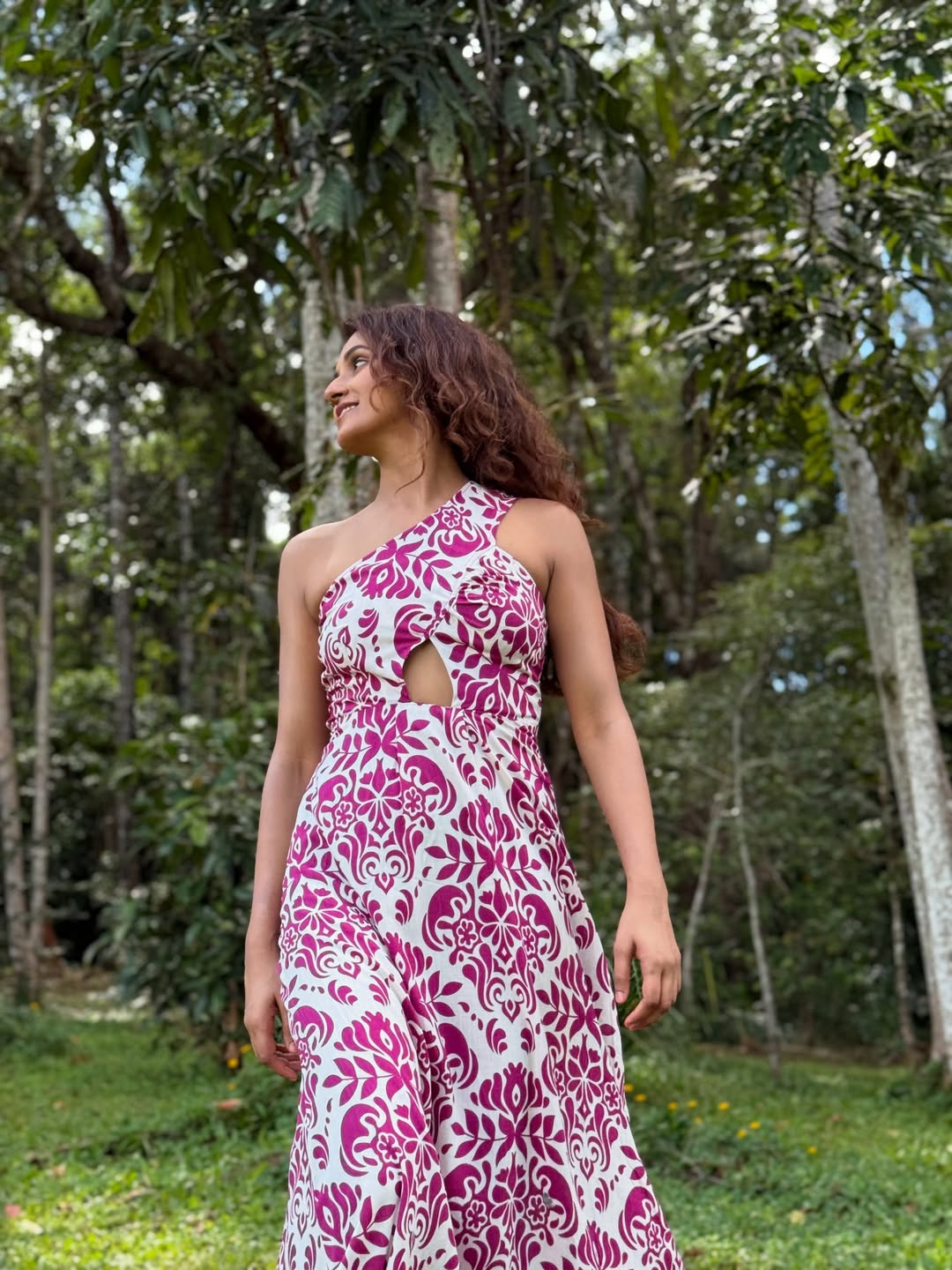 MELODY -  One shoulder Cutout Printed dress