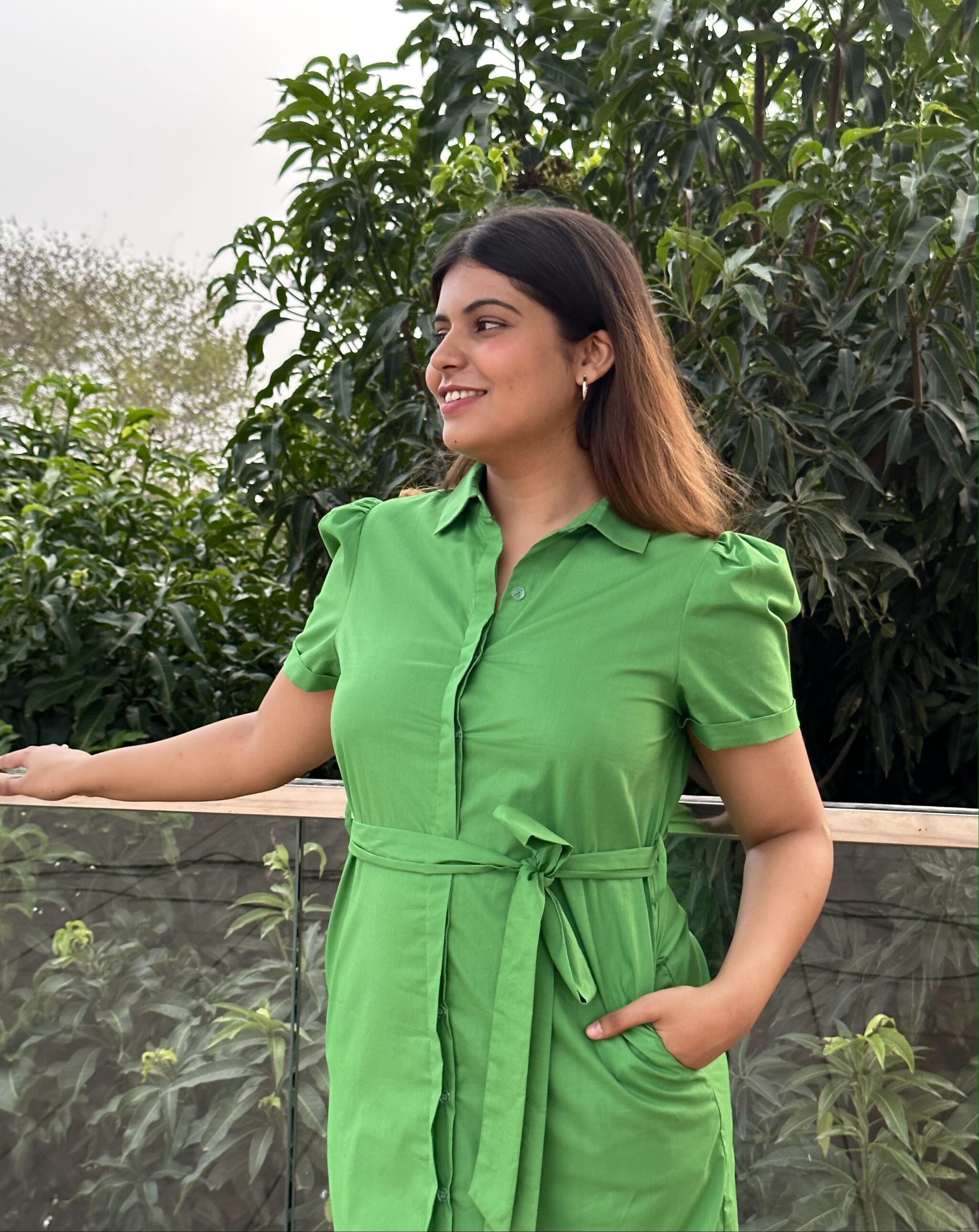 EVERGREEN – Cotton Green shirt dress