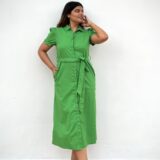 EVERGREEN – Cotton Green shirt dress